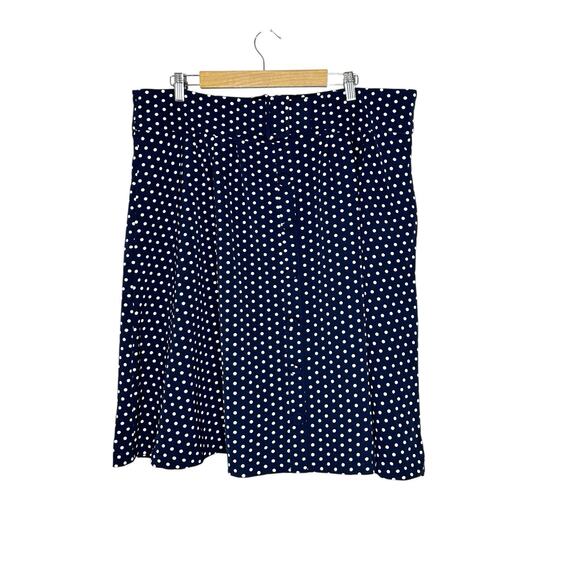 ModCloth Womens Polka Dot Skirt 2X Retro Pin Up Buckle‎ Button Detail Navy/White - Picture 1 of 12